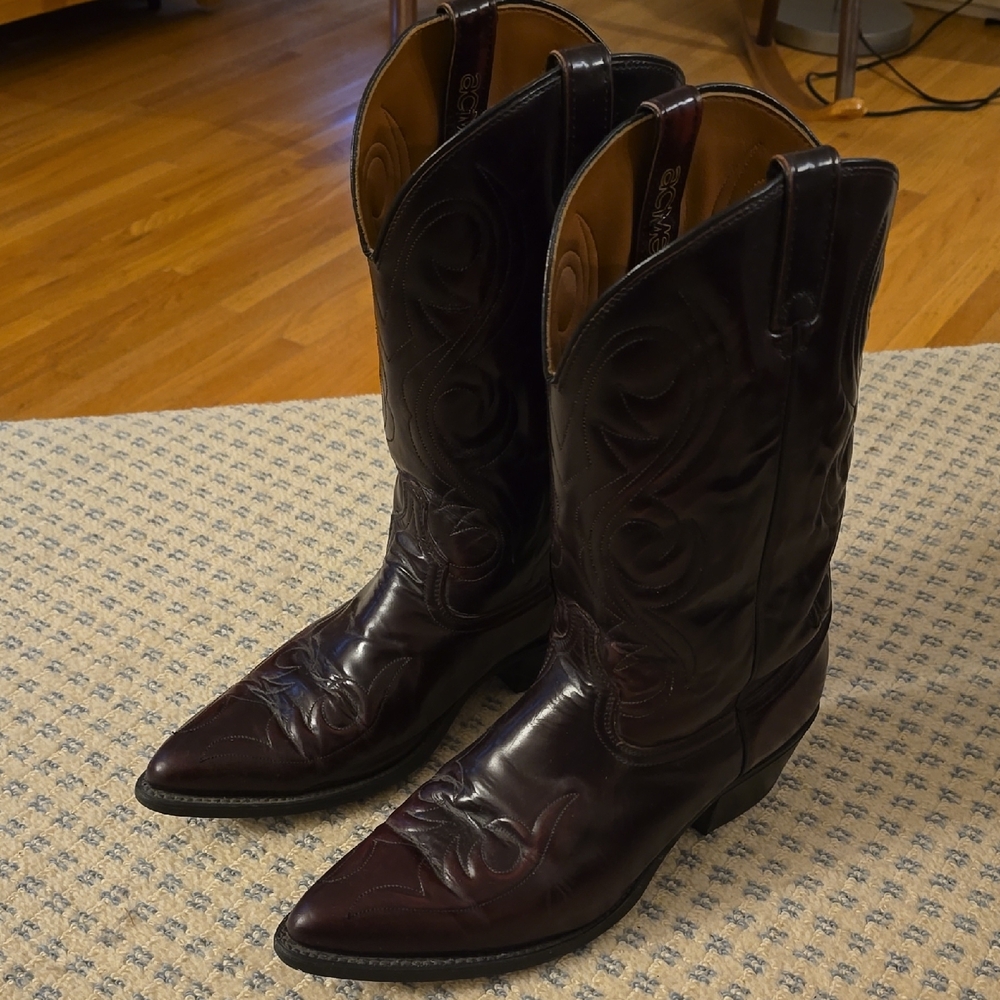 ACME Rich Reddish Brown Cowboy Boots